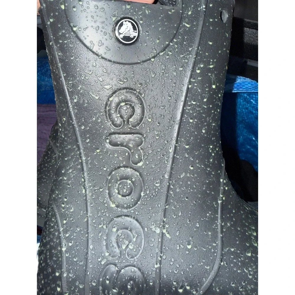 Crocs Handle It Rain Boots Black Glow in the Dark Sz 2